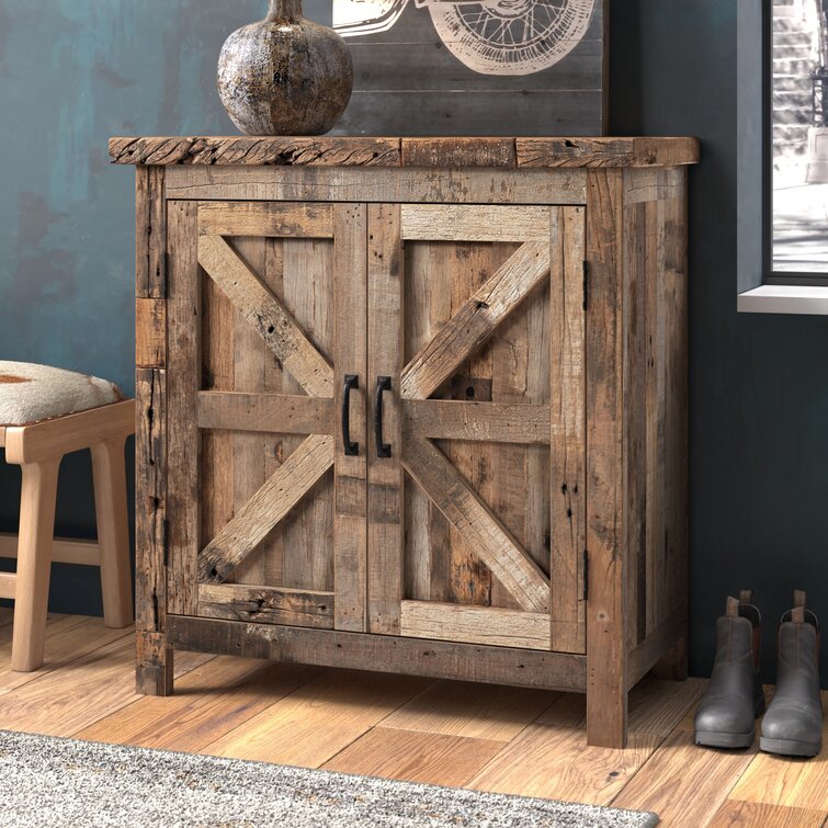 Distressed accent outlet cabinet